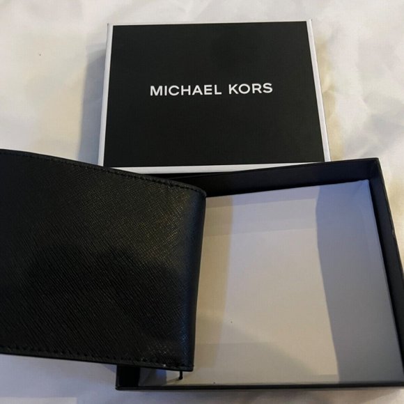 🆕MICHAEL KORS BLACK LEATHER MEN'S WALLET WARREN #86S0LWRF5L NIB $98.00 - Picture 10 of 12